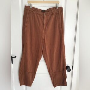 Quince Rust Organic Stretch Cotton Twill Straight Leg Cropped Pants Size 16